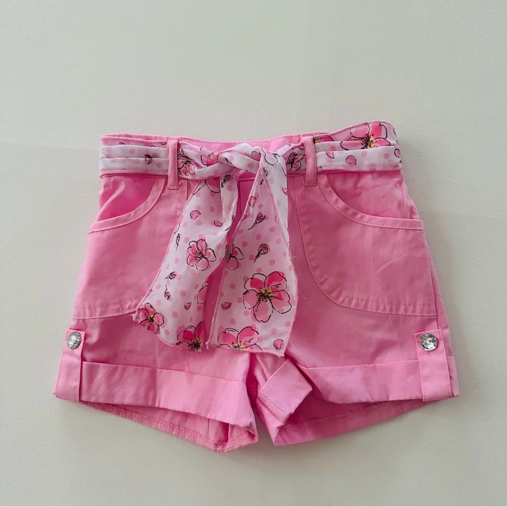 Little Lass 2T Toddler Girl Pink Floral Ruffle Top & Shorts Set Outfit Spring - Picture 7 of 9